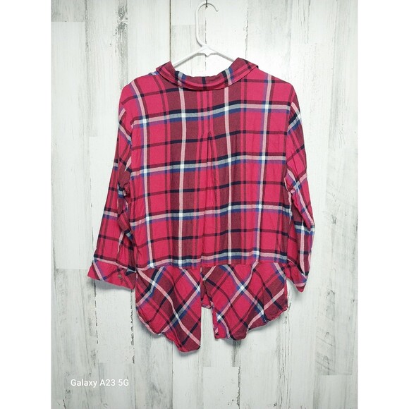 Hester & Orchard Shirt Womens L Red Plaid Flannel Button Up Long Sleeve - Picture 5 of 7